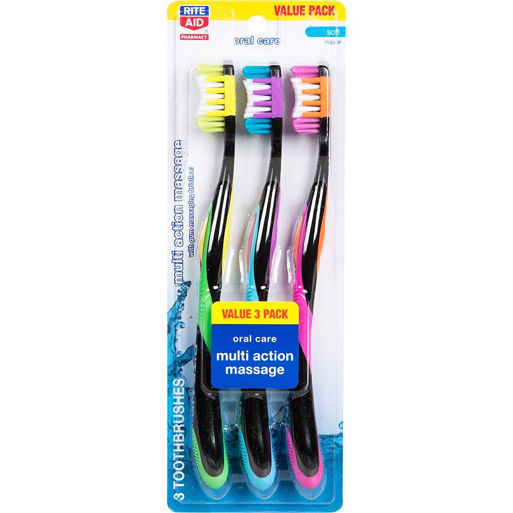 Rite Aid Oral Care Multi Action Massage Soft Toothbrushes (3 ct)