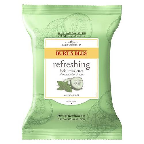Burt's Bees Refreshing Pre-Moistened Facial Cleanser Towelettes with Cucumber & Mint Cucumber & Sage - 30.0 ea