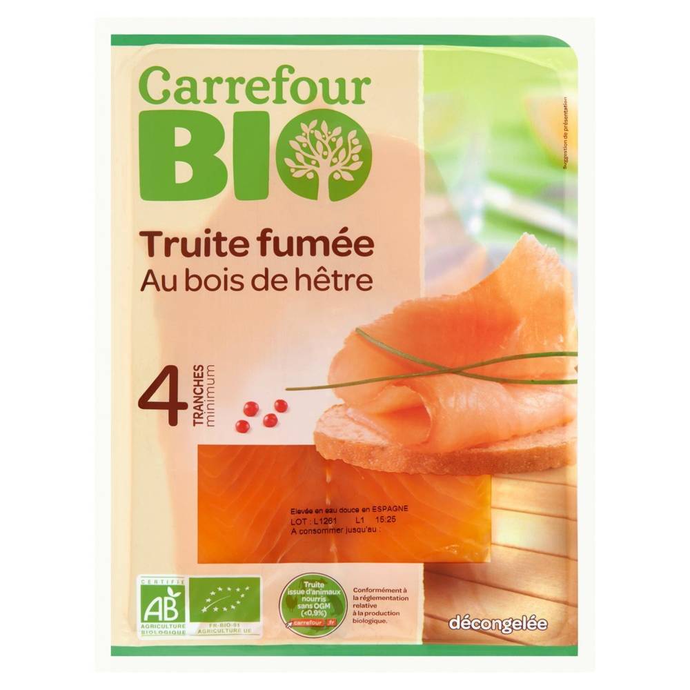 Carrefour Bio - Truite fumée au bois de hêtre (4 pièces)