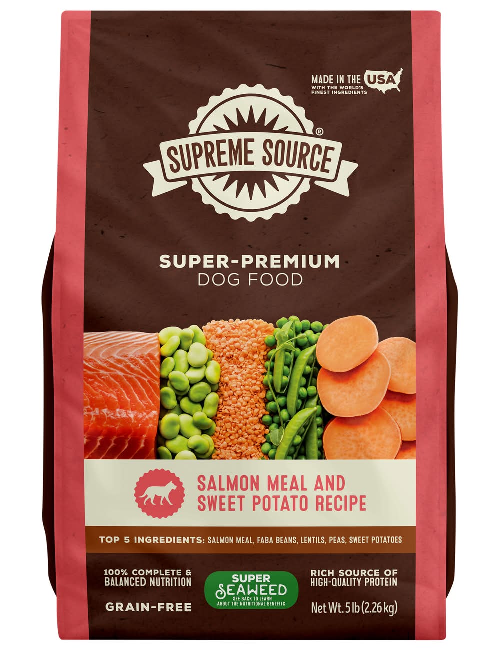 Supreme Source Grain Free Super Premium Recipe Dog Food, Salmon Meal & Sweet Potato (5 lbs)
