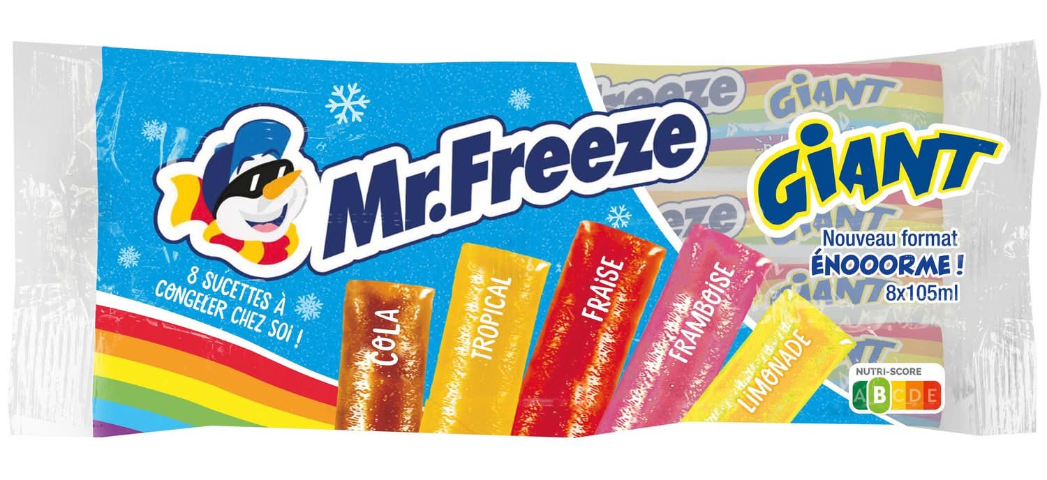 Mr Freeze - Sucettes à congeler giant, assorti (8 x 105ml)