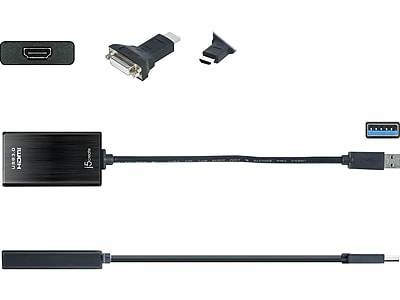j5create USB to HDMI/DVI Adapter, Male to Female, Black (JUA350)