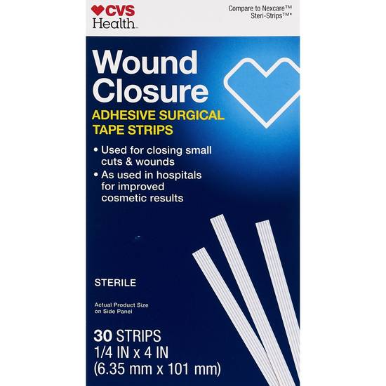 CVS Health Wound Closure Adhesive Surgical Tape Strips, 30 CT