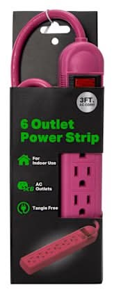 6-Outlet Power Strip Dark Pink