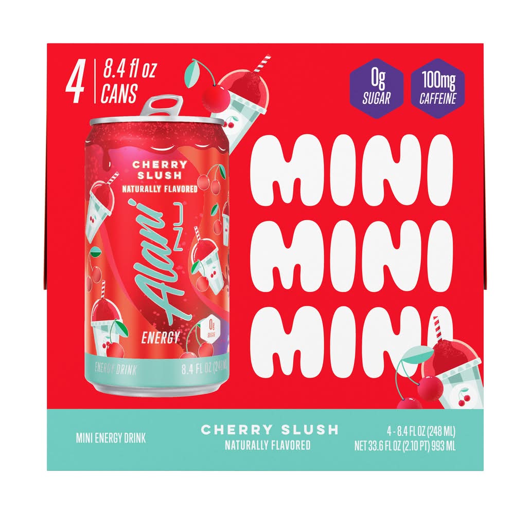 Alani Nu Mini Energy Drink, Cherry Slush (4 x 8.4 fl oz)