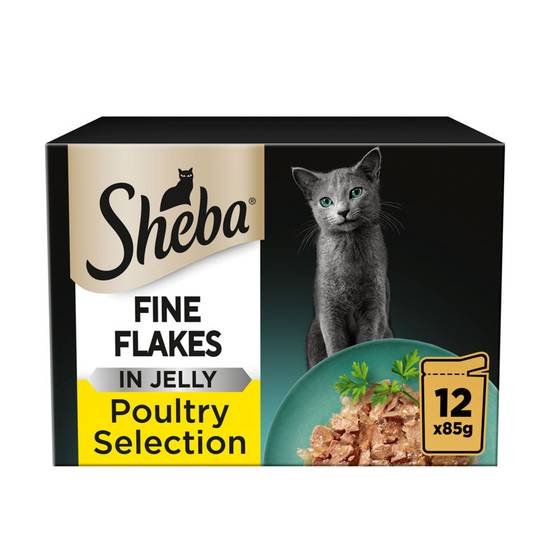 Sheba Fine Flakes Cat Pouches Poultry Collection in Jelly 12x85g pack