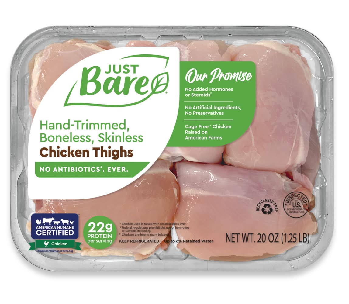 Just Bare Boneless Skinless Chicken Thighs (20 oz)