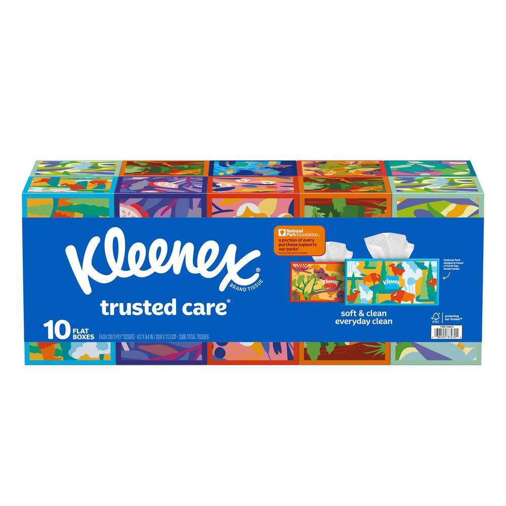 Kleenex Trusted Care Facial Tissue, 2-Ply, 230-count, 10-pack