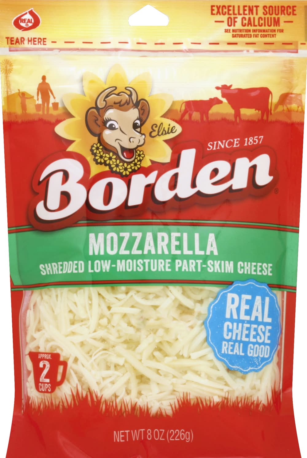Borden Shredded Mozzarella Part-Skim Cheese (8 oz)