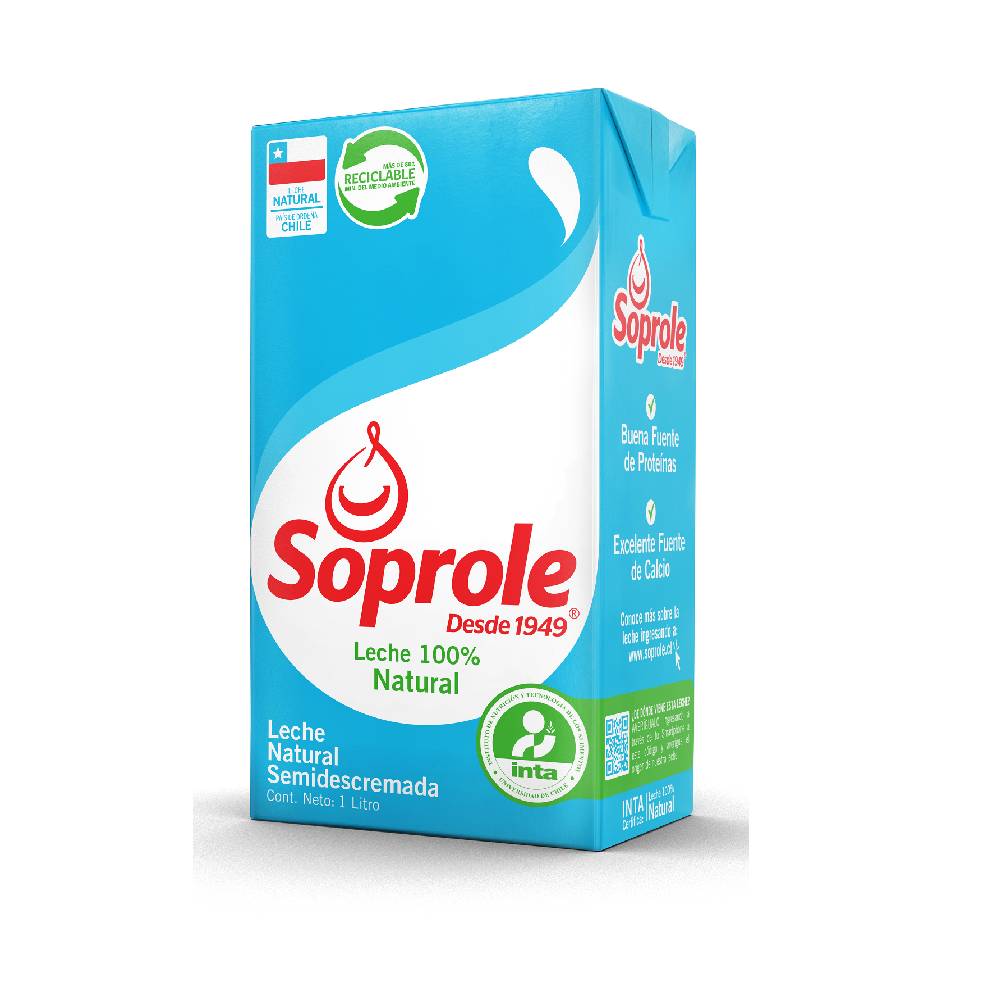 Soprole leche semidescremada natural (1 l)