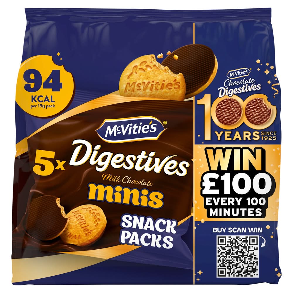 McVitie's Milk Chocolate Digestive Mini's Biscuits (5 pack)