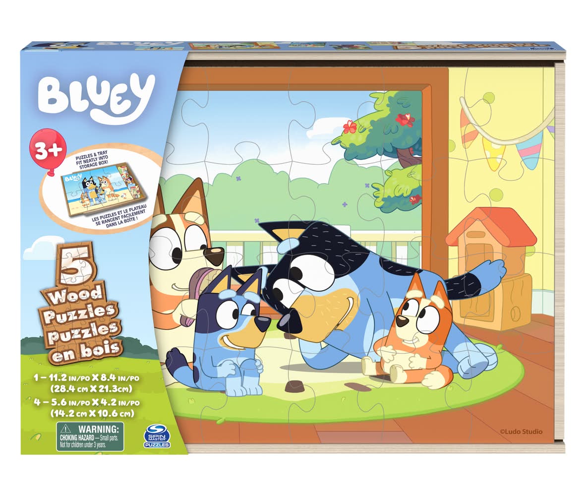 BLUEY Wood Jigsaw Puzzles For Kids 3 and Up (5 ct)