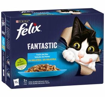 Gelatina selección de pescados para gatos Felix Fantastic Purina 12x85 g