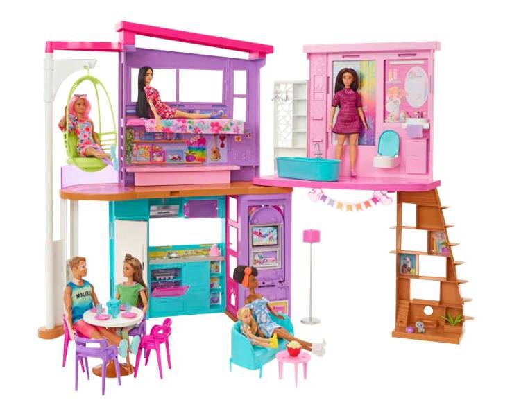 Barbie Vacation House Dollhouse Playset With 2 Levels 6 Rooms Elevator Swing, 42" (30 ct)