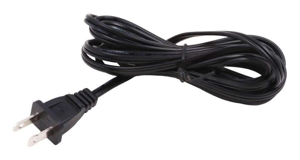 Commercial Electric 8 Ft. Black Lamp Cord And Molded Plug Set With Stripped Ends Ready For Wiring