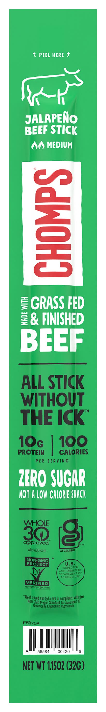 Chomps Zero Sugar Beef Stick, Jalapeno (1.15 oz)