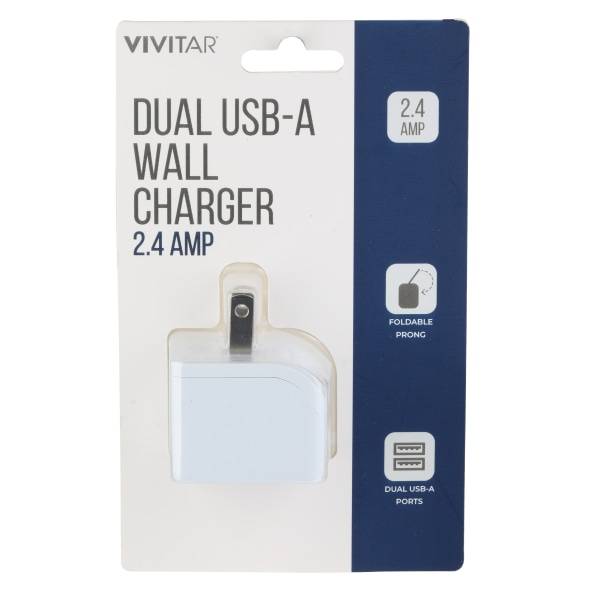 Vivitar Dual Usb-A Wall Charger Nil6002-Wht-Stk-24, White