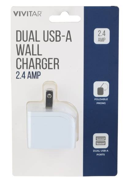Vivitar Dual USB-A Wall Charger, White, NIL6002-WHT-STK-24