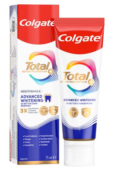 Colgate Total Active Prevention + Advanced Teeth Whitening Toothpaste (75ml)