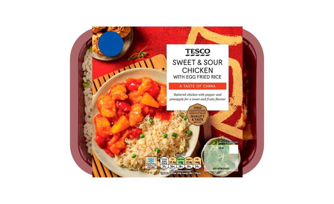 Tesco Sweet & Sour Chicken With Egg Fried Rice 400g (403049)