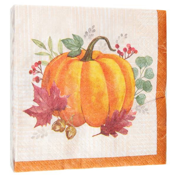 Party Creations Beverage Napkins, Harvest Wishes, 2 Ply