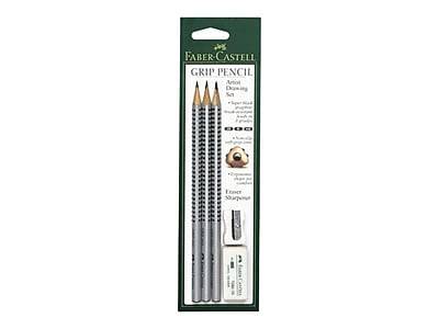 Faber-Castell Grip Drawing Pencils, Super Black, 3/Pack (FC800014)