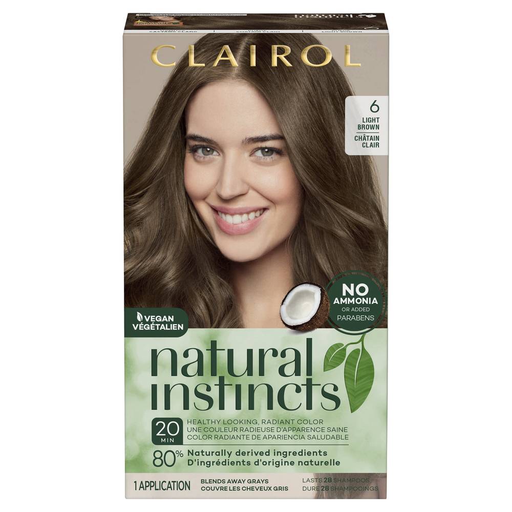 Clairol Natural Instincts Semi-Permanent Hair Color, 6 Light Brown