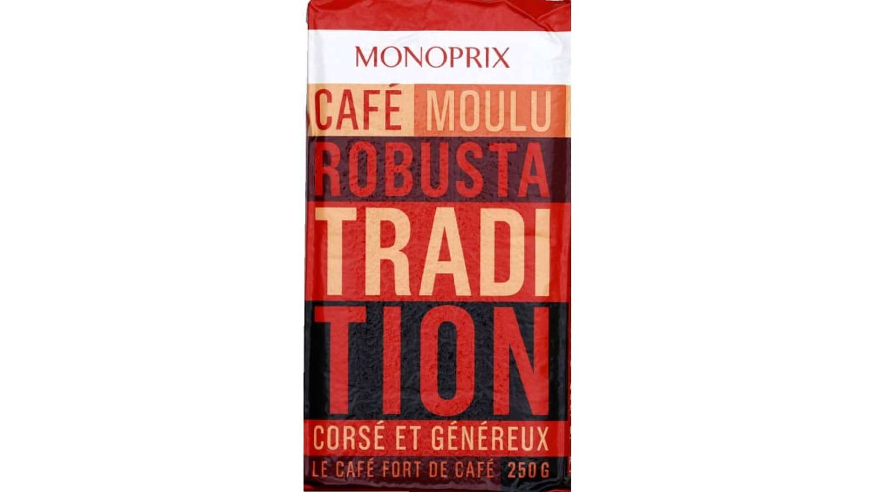 Monoprix Café moulu robusta tradition corsé et généreux Le paquet de 250g