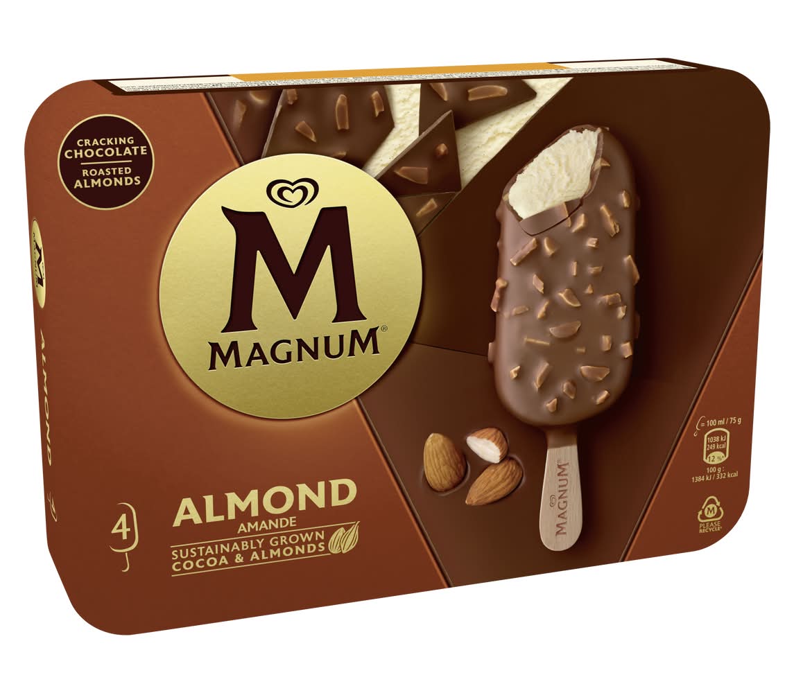 Magnum - Bâtonnets de glace aromatisés, amande (4 x 75g)