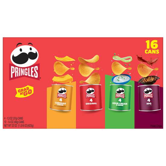 Pringles Grab N' Go Assorted Variety pack Potato Crisps Cans ( 16 ct )