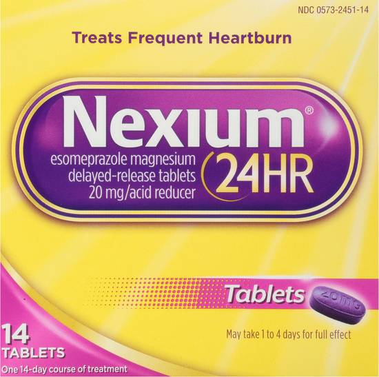 Nexium Acid Reducer Heart Bun Relief 20 mg Magnesium Tablets ( 14 ct )