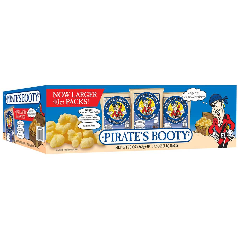 Pirate's Booty Aged White Cheddar Puffs (0.5 oz, 40 ct)