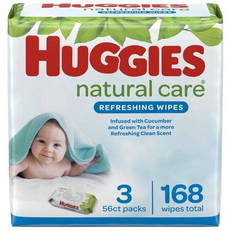 Huggies Refreshing Clean Baby Wipes, Cucumber and Green Tea, 7.7 In. x 6.6 In. (168 ct)