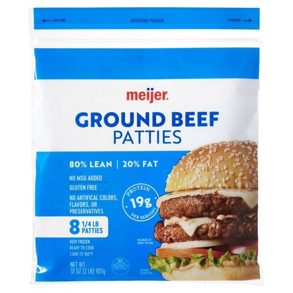 Meijer 80/20 Ground Beef Burger Patties, 3
