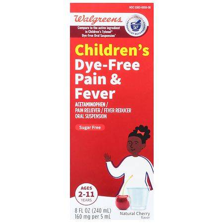 Walgreens Children's Dye Free Pain and Fever Relievers, Cherry (8 fl oz)