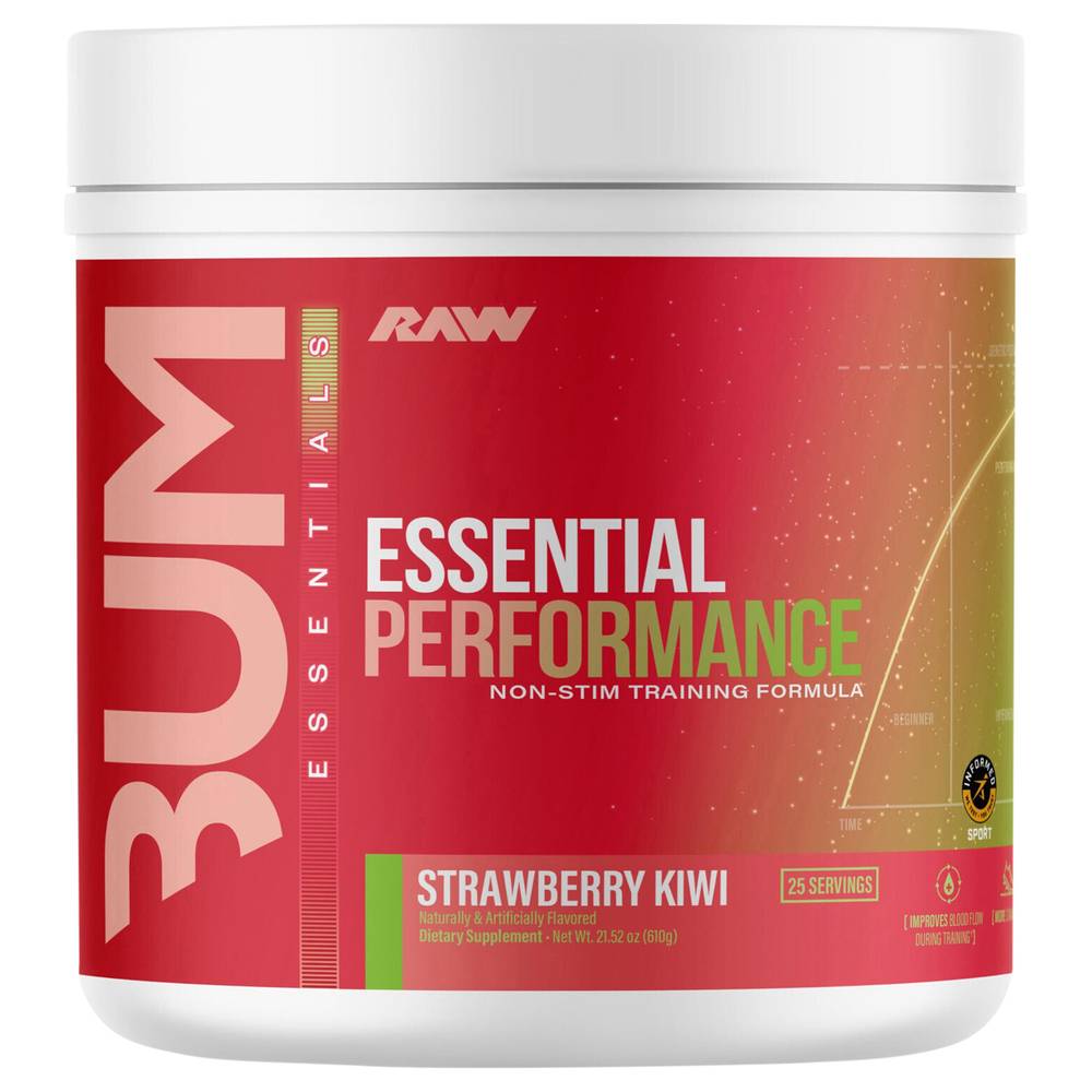 RAW Bum Essentials Performance Non Stim Training Formula, Strawberry Kiwi (21.52 oz)