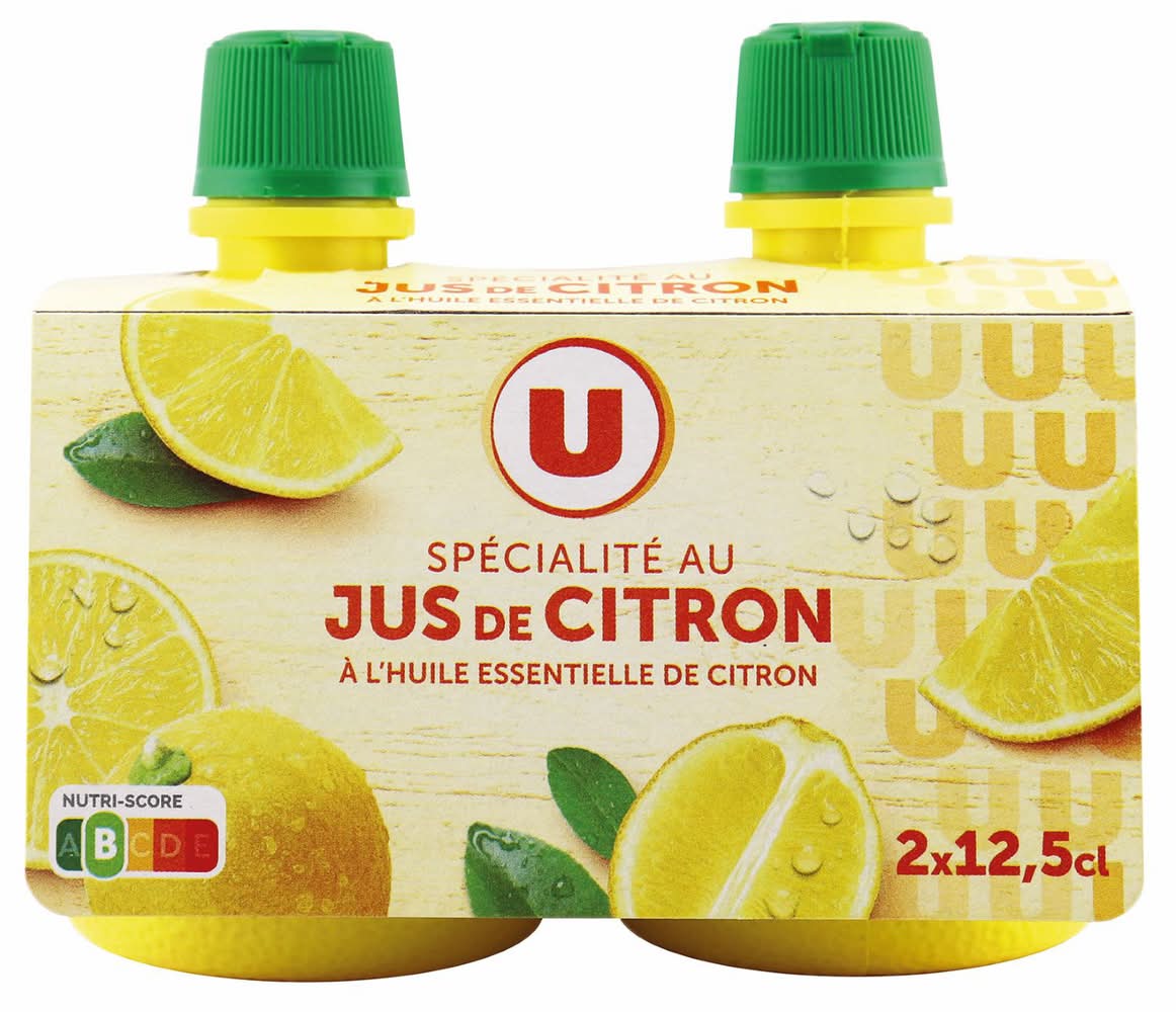 Les Produits U - Jus de citron jaune (250ml)