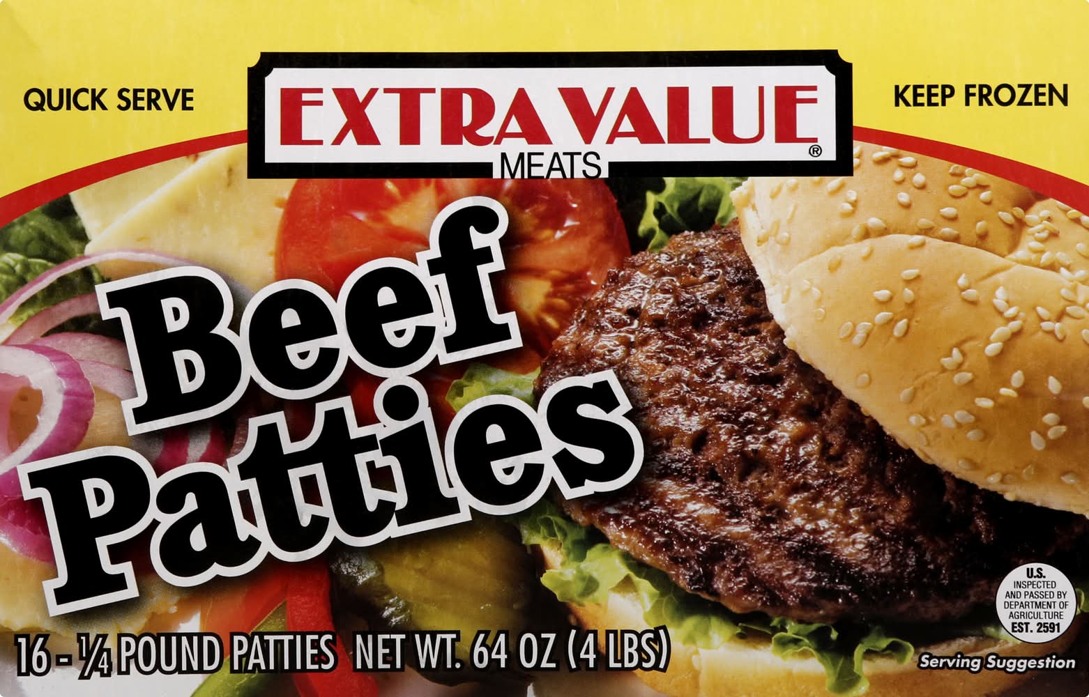 Extra Value Beef Patties (64 oz, 16 ct)