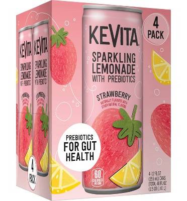 KeVita Sparkling Lemonade With Probiotics, Strawberry (4 x 12 fl oz)