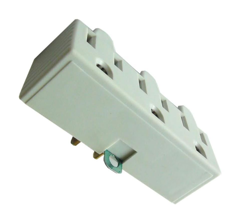 Project Source Adapter 15 -Amp 2-wire to 3-wire Single to triple White Basic Standard Adapter