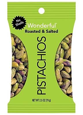 Wonderful No Shells Pistachios, Roasted & Salted, 2.5 Oz. (WPRSSPB8)