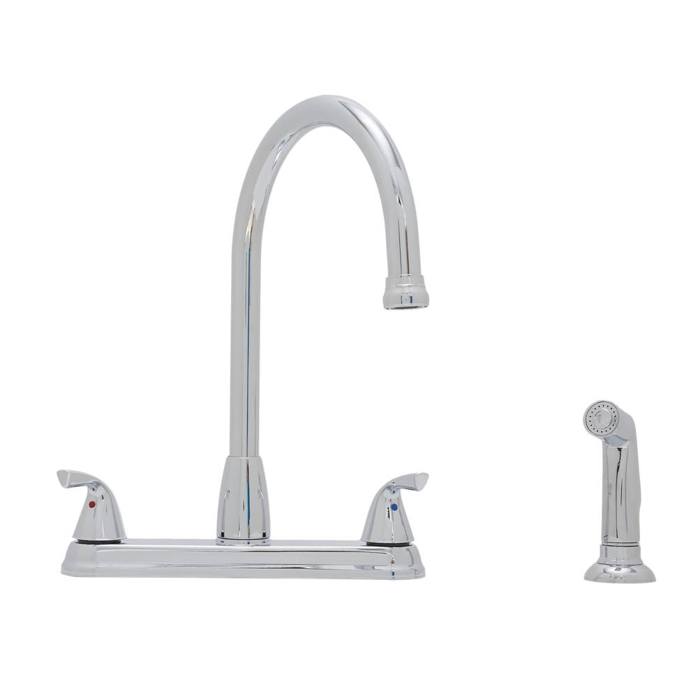 Project Source Everfield Chrome Double Handle Kitchen Faucet (Deck Plate and Side Spray Included) | 21-K822-PSD