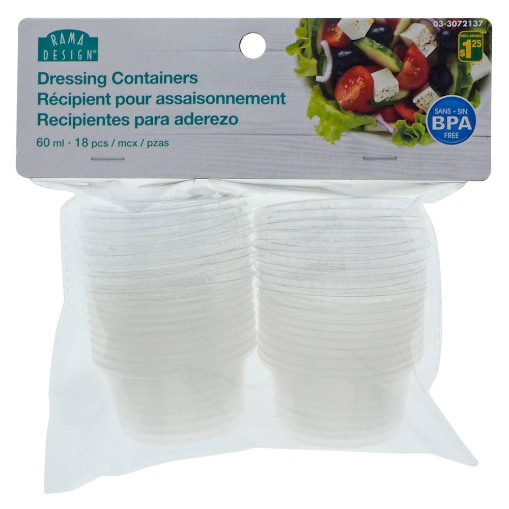 RAMA DESIGN Plastic Dressing Food Containers 60 ml (18 ct)