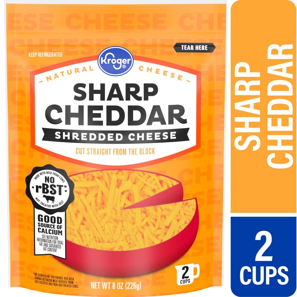 Kroger Shredded Cheese, Sharp Cheddar (8 oz)
