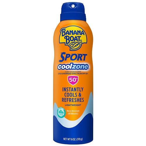 Banana Boat Sport Cool Zone Clear Sunscreen Spray SPF 50 Refreshing, Clean Scent - 6.0 oz