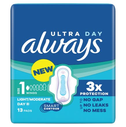 Always Size 1, Ultra Day Sanitary Towels Normal Pads (13 pack)
