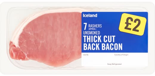 Iceland Unsmoked Thick Cut Back Bacon (7 pack)
