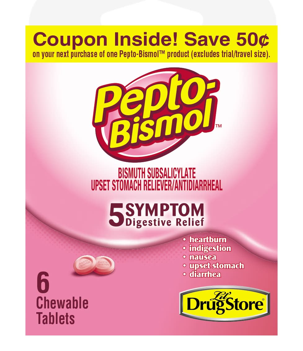 Pepto-Bismol Bismuth Subsalicylate Antidiarrheal Chewable Tablets (6 ct)