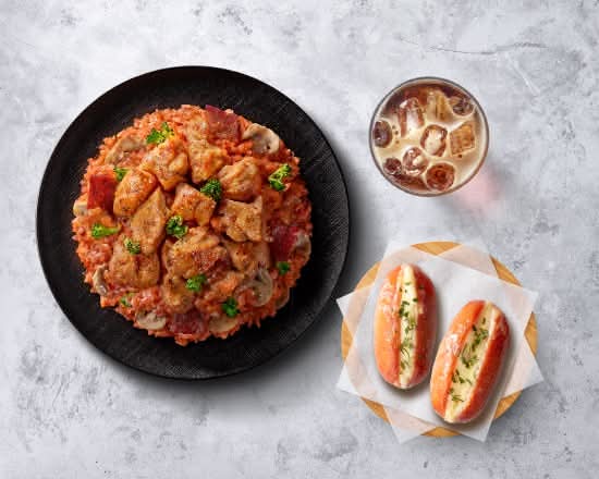 炙燒嫩雞腿紅醬燉飯【經典套餐】