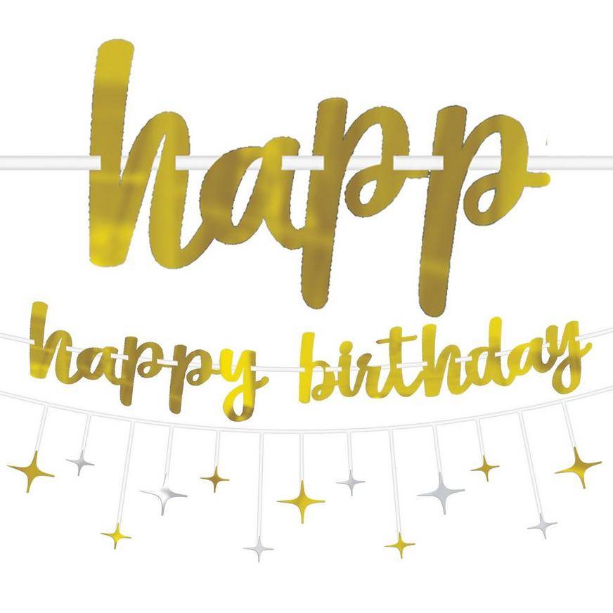 Party City Birthday Banner (gold-silver)
